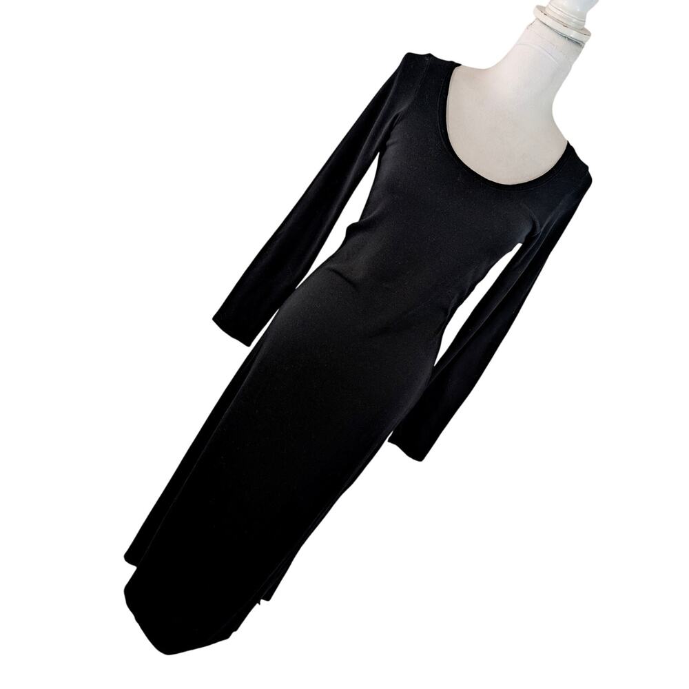 NWT! AMERICAN EAGLE! BLACK STRETCH KNIT, FULL LENGTH, LONG SLEEVE MAXI DRESS! M